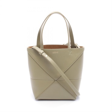 LOEWE Puzzle fold Mini Shoulder Crossbody Handbag leather Green Used Women