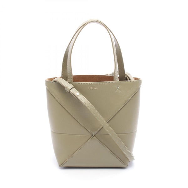 LOEWE Puzzle fold Mini Shoulder Crossbody Handbag leather Green Used Women