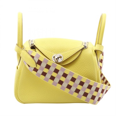 HERMES Lindy Mini Maxi-Quadrille Shoulder crossbody Bag Taurillon Clemence Lime