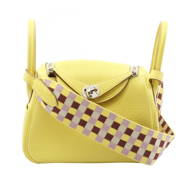 HERMES Lindy Mini Maxi-Quadrille Shoulder crossbody Bag Taurillon Clemence Lime