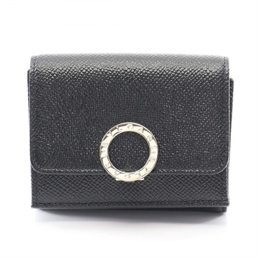 BVLGARI Bulgari Bulgari Tri-fold wallet purse 288648 leather Black SHW NEW Women