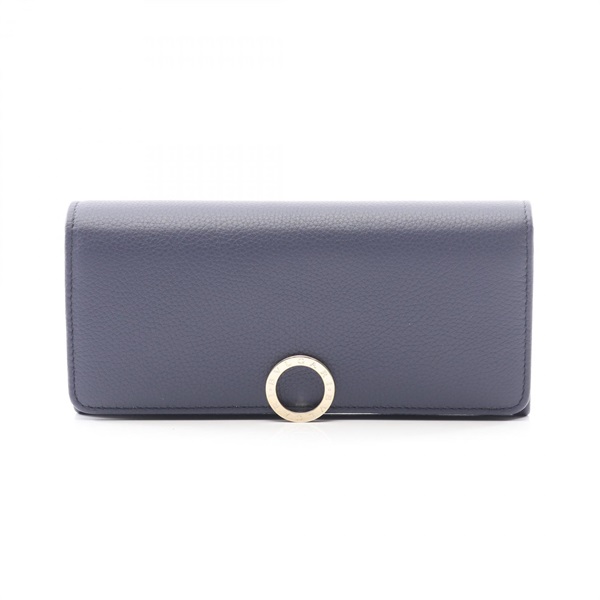 BVLGARI Large wallet Bifold purse 292965 leather Navy NEW Women SHW logo