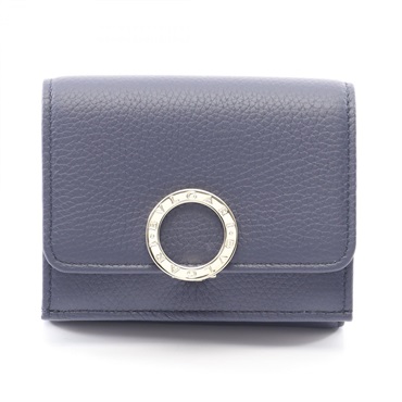 BVLGARI Bulgari Bulgari Tri-fold wallet purse 292966 leather Navy SHW NEW Women