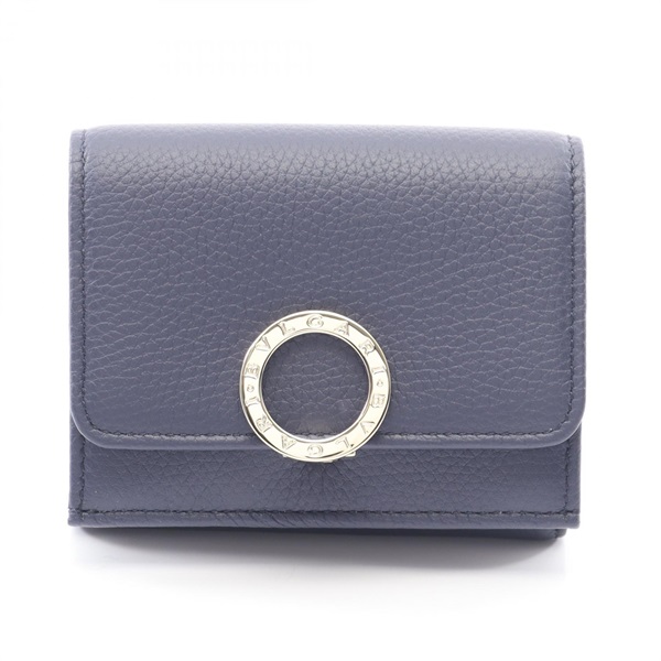 BVLGARI Bulgari Bulgari Tri-fold wallet purse 292966 leather Navy SHW NEW Women