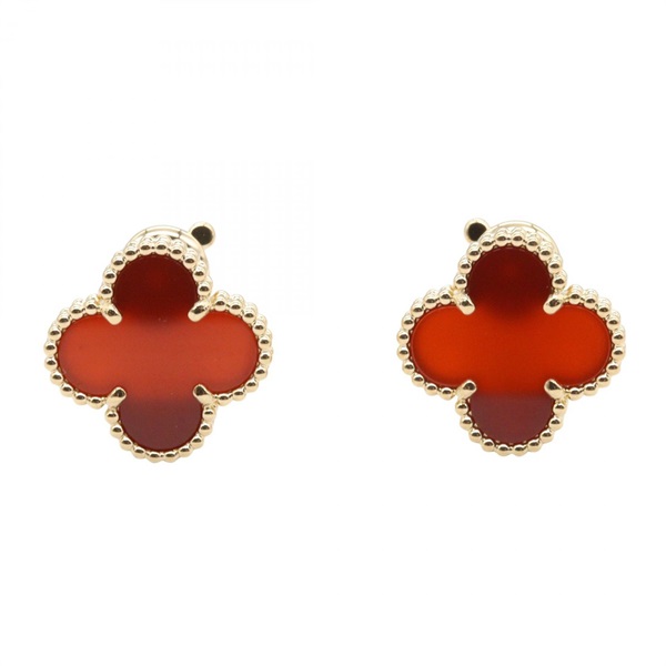 Van Cleef & Arpels Vintage Alhambra Pierced earrings 18KYG Gold Red Used women