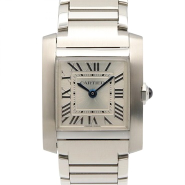 CARTIER Tank Francaise SM Wrist Watch WSTA0065 Quartz Stainless Steel Used Women