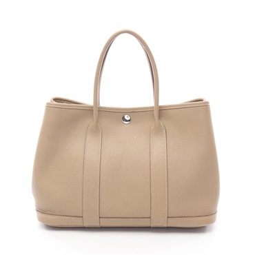 HERMES Garden Party TPM Tote Bag Negonda leather Beige Poussiere Used SHW M