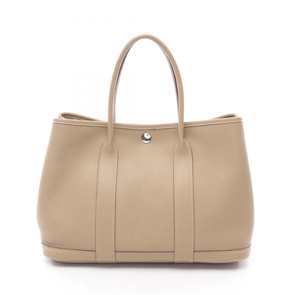 HERMES Garden Party TPM Tote Bag Negonda leather Beige Poussiere Used SHW M