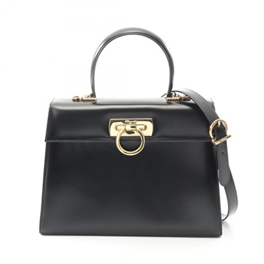 Salvatore Ferragamo Gancini shoulder crossbody Handbag 21 2181 leather Black