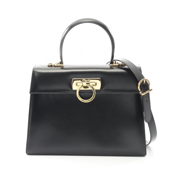 Salvatore Ferragamo Gancini shoulder crossbody Handbag 21 2181 leather Black