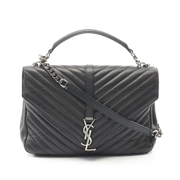 YVES SAINT LAURENT Classic Monogram Shoulder Handbag 392738 leather Black Used