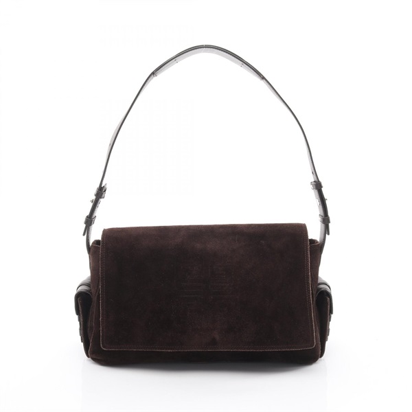 GIVENCHY 4G Shoulder Handbag Suede leather Brown Used Women