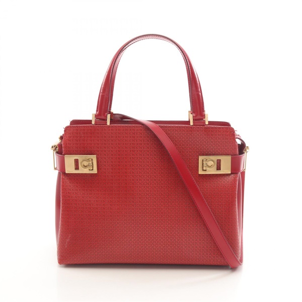 Salvatore Ferragamo Gancini Shoulder Hand bag 21 0167 leather Red Used Women