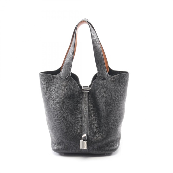 HERMES Picotin Lock MM Eclat Tote Handbag Clemence Swift leather Black Used A
