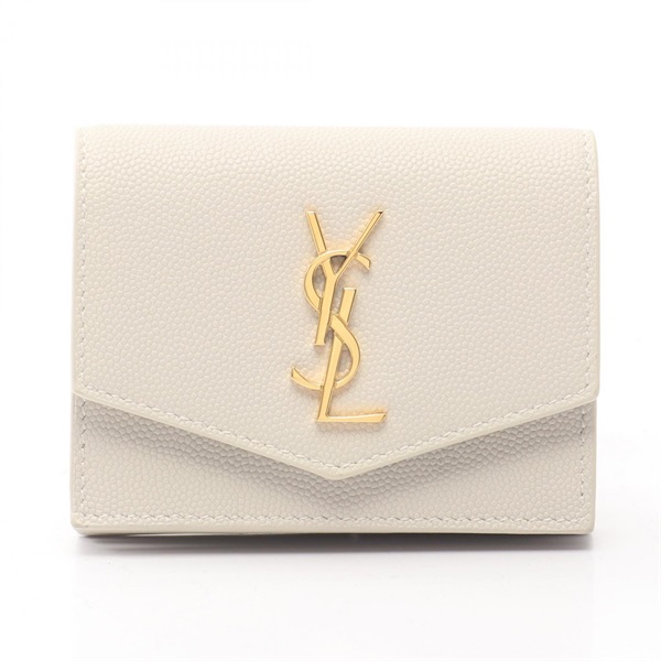 SAINT LAURENT PARIS Uptown Card Case holder 607685 leather Black Used Women