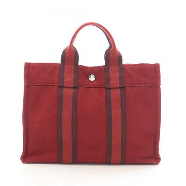 HERMES Fourre-tout PM Tote hand Bag canvas Bordeaux Used Women SHW
