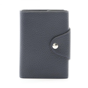 HERMES Iliad Compact Tri-fold wallet H087234CK89 Vache leather Navy Used U SHW