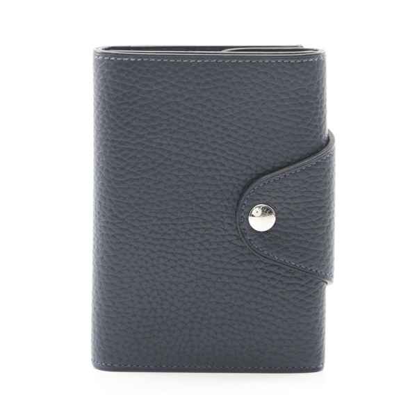 HERMES Iliad Compact Tri-fold wallet H087234CK89 Vache leather Navy Used U SHW