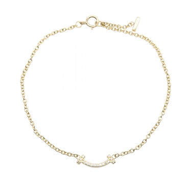 TIFFANY＆CO T Smile Mini Bracelet Diamond 62994576 18KYG Yellow Gold Used Women