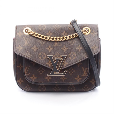 LOUIS VUITTON Passy Shoulder Bag M45592 Monogram canvas leather Brown Black Used