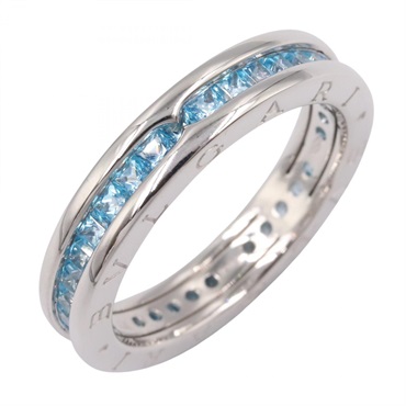 BVLGARI B-zero1 Band Ring 18KWG White Gold Blue Topaz Used Women US Size 9.75