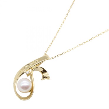 MIKIMOTO Pearl Necklace Pendant 40cm 18KYG Yellow Gold White Used Women