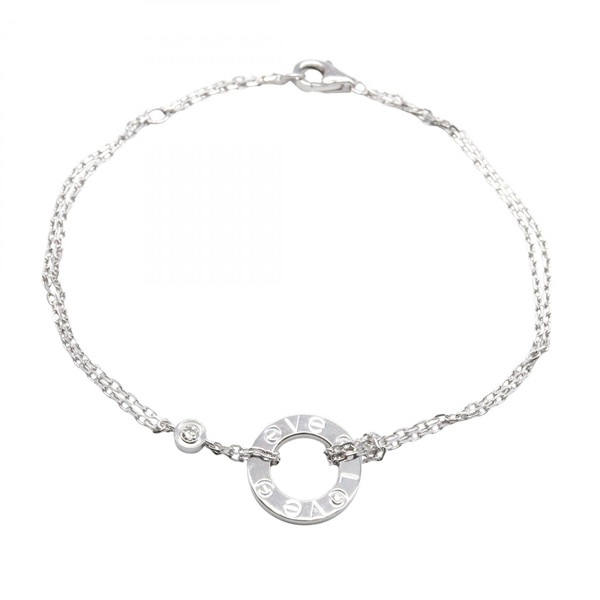 CARTIER Love Circle 2P Diamond Bracelet 18KWG White Gold Used Women