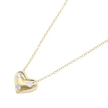 TIFFANY＆CO Dots Heart 3P Diamond Necklace Pt950 Platinum 18KYG Gold Used women
