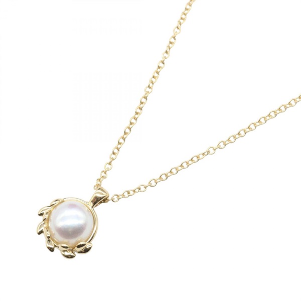 TIFFANY＆CO Olive Leaf Pearl Necklace 18KYG Yellow Gold Pearl Used women Pendant