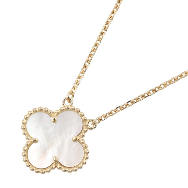 Van Cleef & Arpels Vintage Alhambra Mother of Pearl Necklace 18KYG Used Women