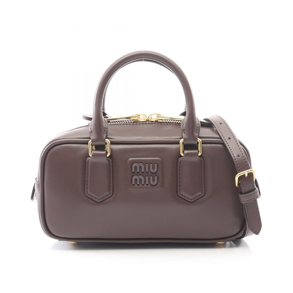 Miu Miu Arkadie Regular Shoulder Crossbody Handbag 5BB142 leather Brown Used