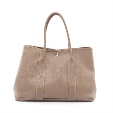 HERMES Garden party PM Tote hand Bag T Negonda leather Etoupe Grey Used SHW