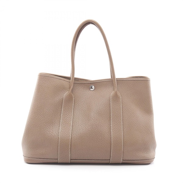 HERMES Garden party PM Tote hand Bag T Negonda leather Etoupe Grey Used SHW