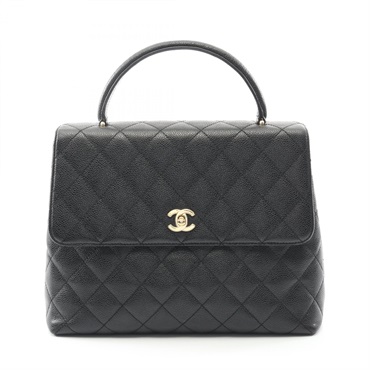 CHANEL Matelasse Handbag A12397 Grained calf leather Black Used Women GHW CC