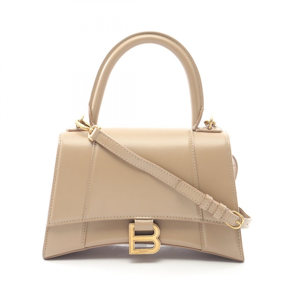 BALENCIAGA HourGlass Small Shoulder crossbody Handbag leather Beige Used Women