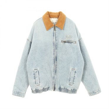 Miu Miu Denim Jacket blouson coat cotton Blue Brown Used Women ＃40