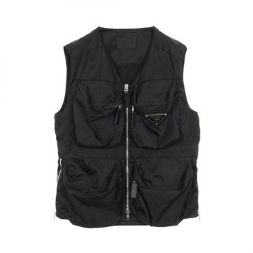 PRADA Triangle Logo Re-Nylon Vest Nylon Black #S Used mens