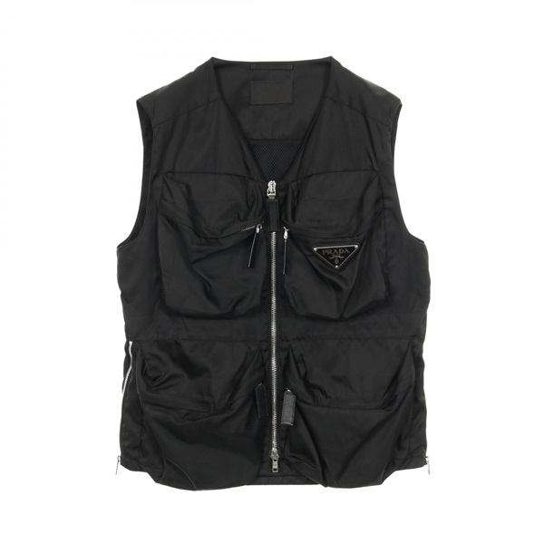 PRADA Triangle Logo Re-Nylon Vest Nylon Black #S Used mens