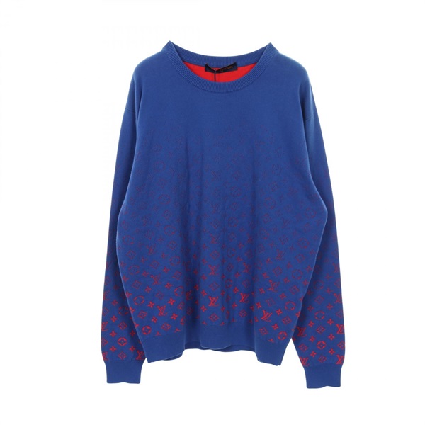 LOUIS VUITTON Monogram Gradient knitwear sweater cotton Blue Red Used mens #XL