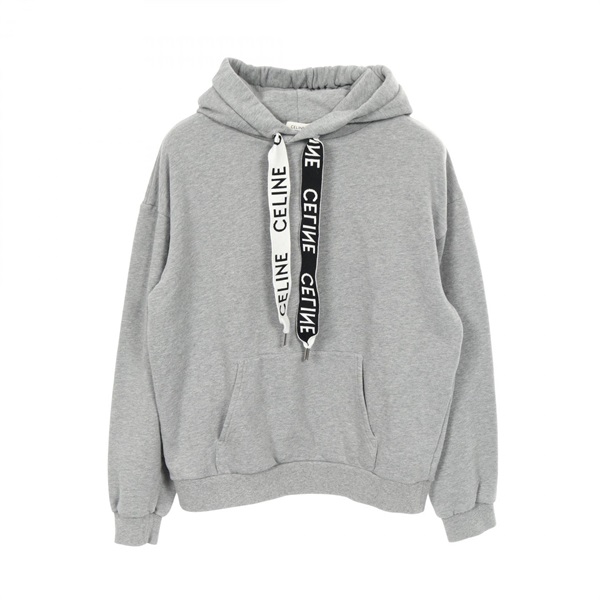 CELINE Logo Loose Hoodie 2101219356150 cotton Gray #M Used Mens