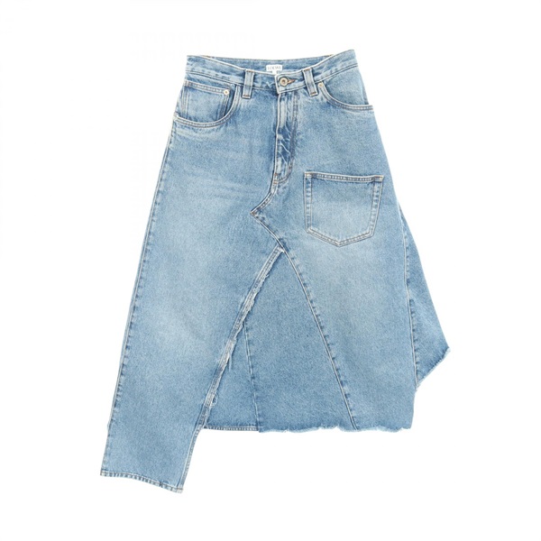 LOEWE Asymmetric Denim Skirt Cotton Navy #36 Used Women