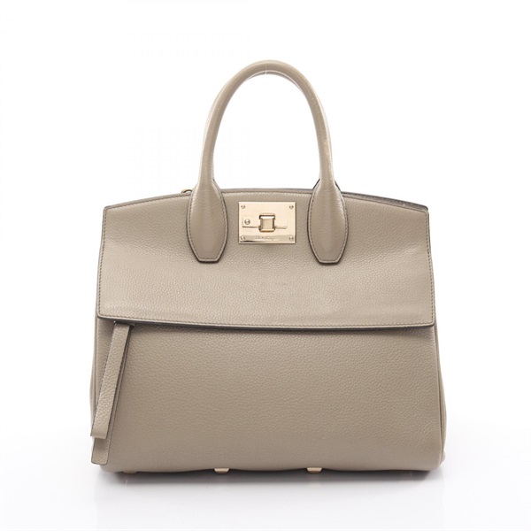 Salvatore Ferragamo Gancini Handbag 21H159 leather Beige Used Women