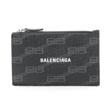 BALENCIAGA CASH coin purse wallet PVC canvas Black Used mens logo