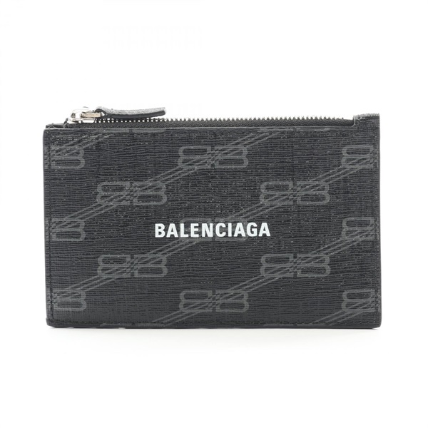 BALENCIAGA CASH coin purse wallet PVC canvas Black Used mens logo