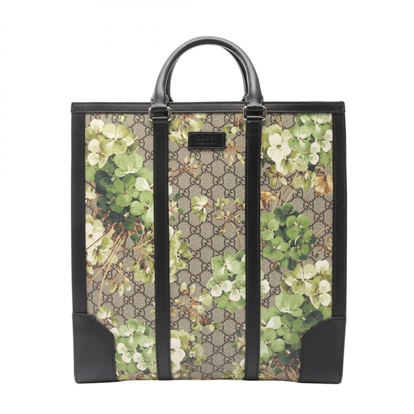 GUCCI GG Blooms Tote Bag 406387 canvas leather Beige Green Black Used Women