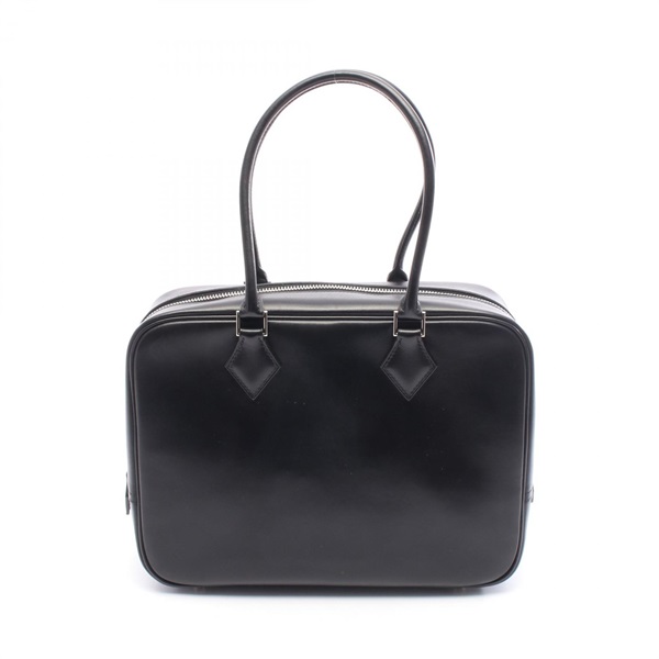 HERMES Plume 28 Handbag Box calf leather Calfskin leather Black Used Women F SHW