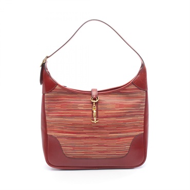 HERMES Trim 35 Shoulder Bag Vibrato leather Bordeaux Multicolor Used Women D GHW