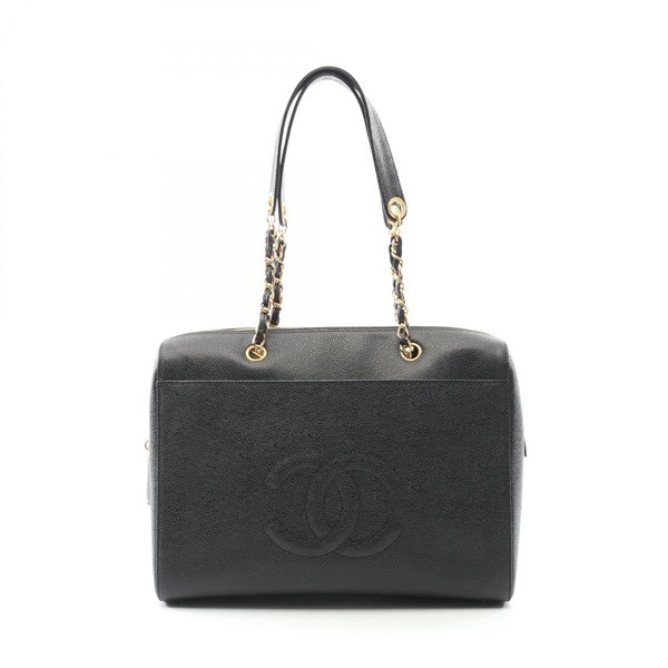 CHANEL Jumbo COCO Mark Shoulder Bag Grained calf leather Black Used Women GHW CC