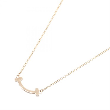 TIFFANY＆CO T Smile Mini Necklace 18KRG Pink Rose Gold Used Women 40.5/45.5cm