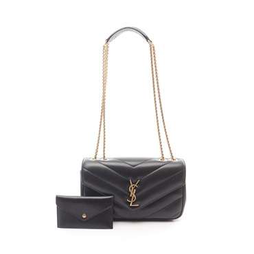 SAINT LAURENT PARIS LOULOU Small Chain Shoulder Bag leather Black NEW Women